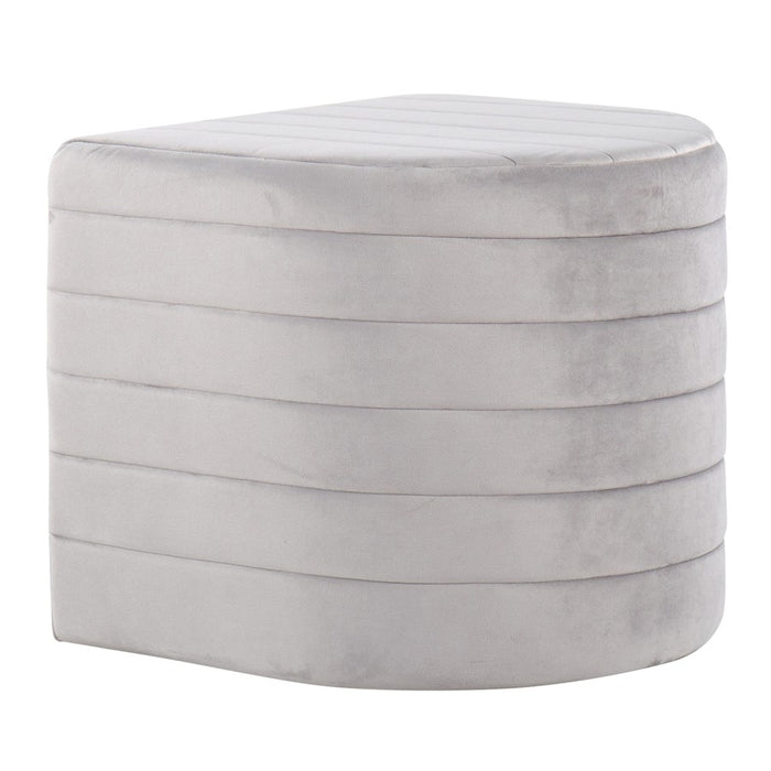 LumiSource Demi Ottoman in Silver Velvet - OT-DEMIVSV