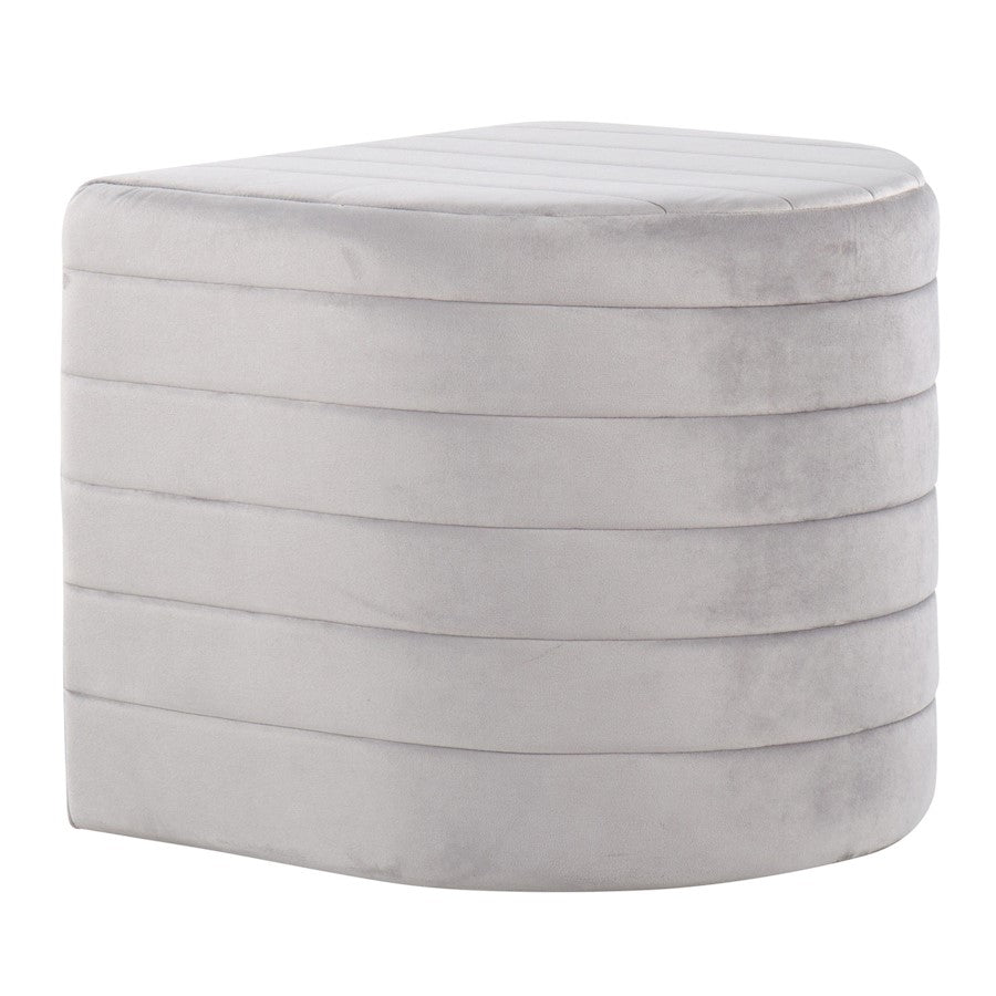 LumiSource Demi Ottoman in Silver Velvet - OT-DEMIVSV