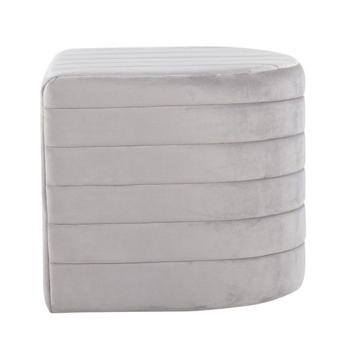 LumiSource Demi Ottoman in Silver Velvet