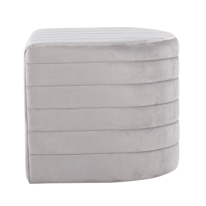 LumiSource Demi Ottoman in Silver Velvet