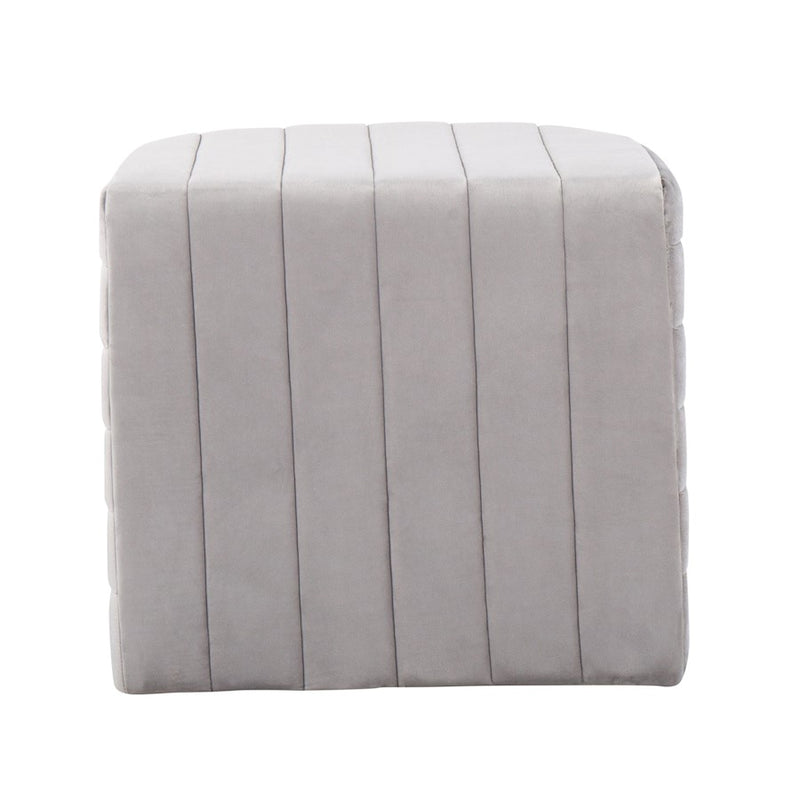 LumiSource Demi Ottoman in Silver Velvet