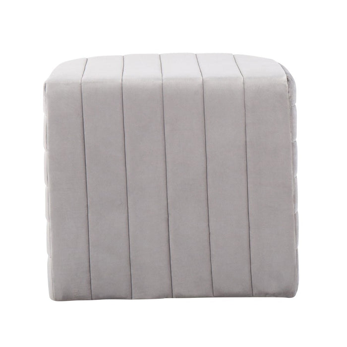 LumiSource Demi Ottoman in Silver Velvet