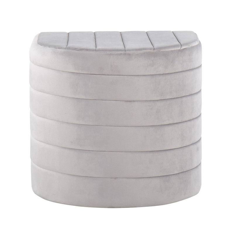 LumiSource Demi Ottoman in Silver Velvet