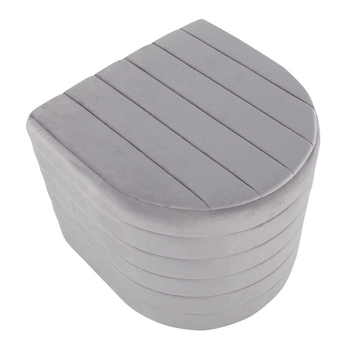 LumiSource Demi Ottoman in Silver Velvet
