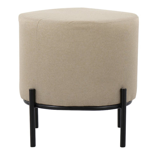LumiSource Daniella Foot Stool in Black Metal/Beige Fabric