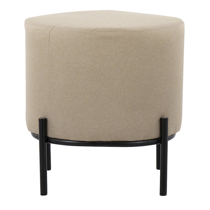 LumiSource Daniella Foot Stool in Black Metal/Beige Fabric