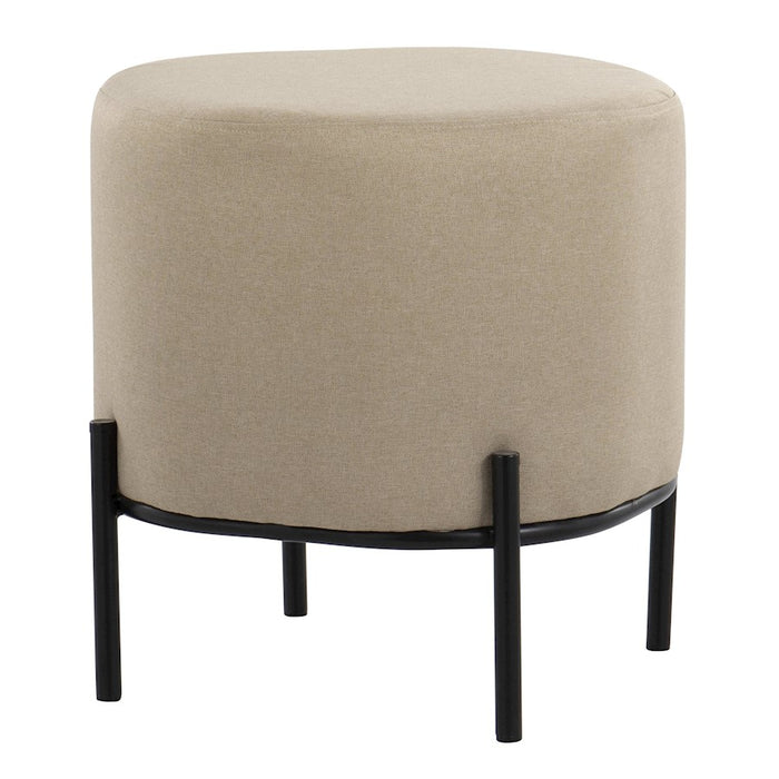 LumiSource Daniella Foot Stool in Black Metal/Beige Fabric