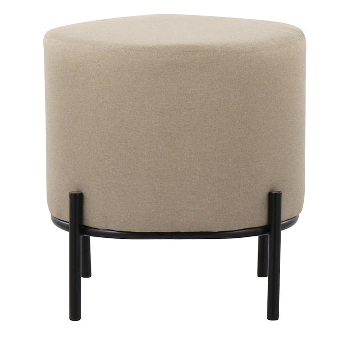LumiSource Daniella Foot Stool in Black Metal/Beige Fabric
