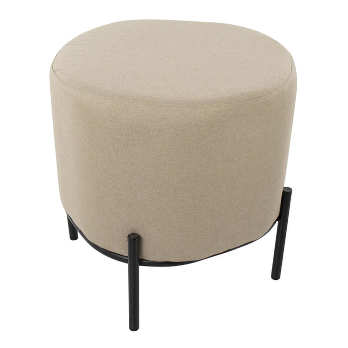 LumiSource Daniella Foot Stool in Black Metal/Beige Fabric