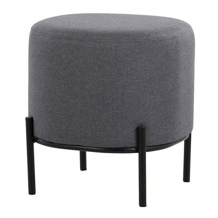 LumiSource Daniella Foot Stool in Black Metal/Grey Fabric