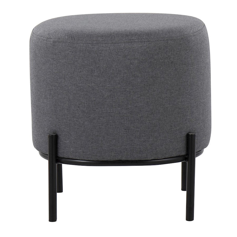 LumiSource Daniella Foot Stool in Black Metal/Grey Fabric