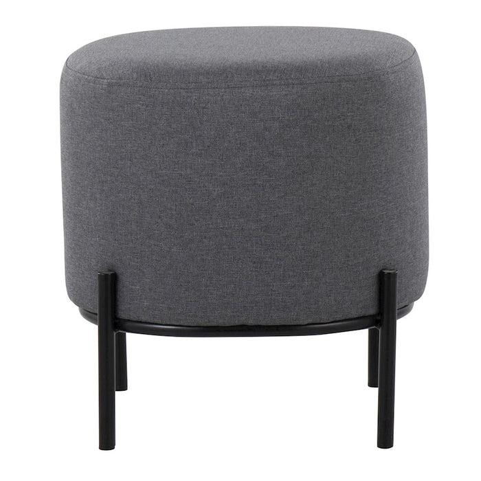 LumiSource Daniella Foot Stool in Black Metal/Grey Fabric