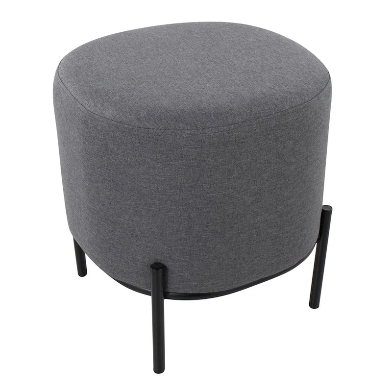LumiSource Daniella Foot Stool in Black Metal/Grey Fabric
