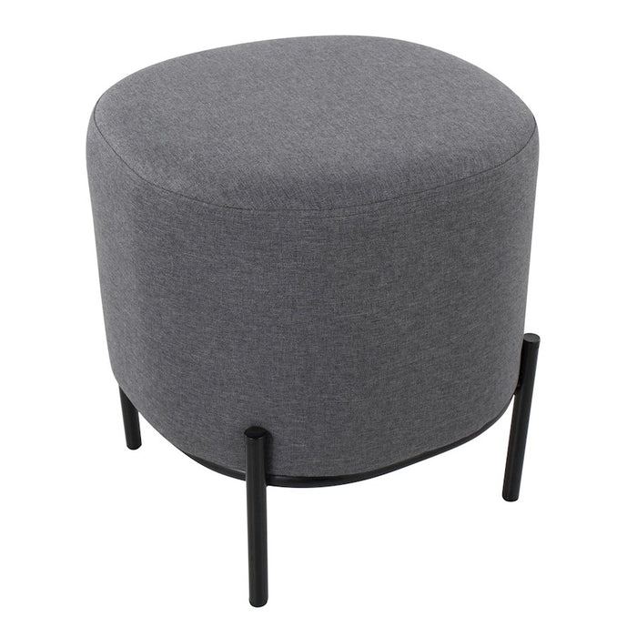 LumiSource Daniella Foot Stool in Black Metal/Grey Fabric