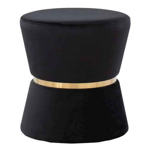 LumiSource Gemma Ottoman in Black Velvet/Gold Metal - OT-GEMMAAUVBK