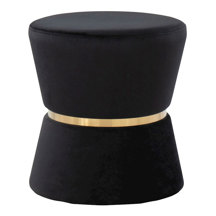 LumiSource Gemma Ottoman in Black Velvet/Gold Metal - OT-GEMMAAUVBK
