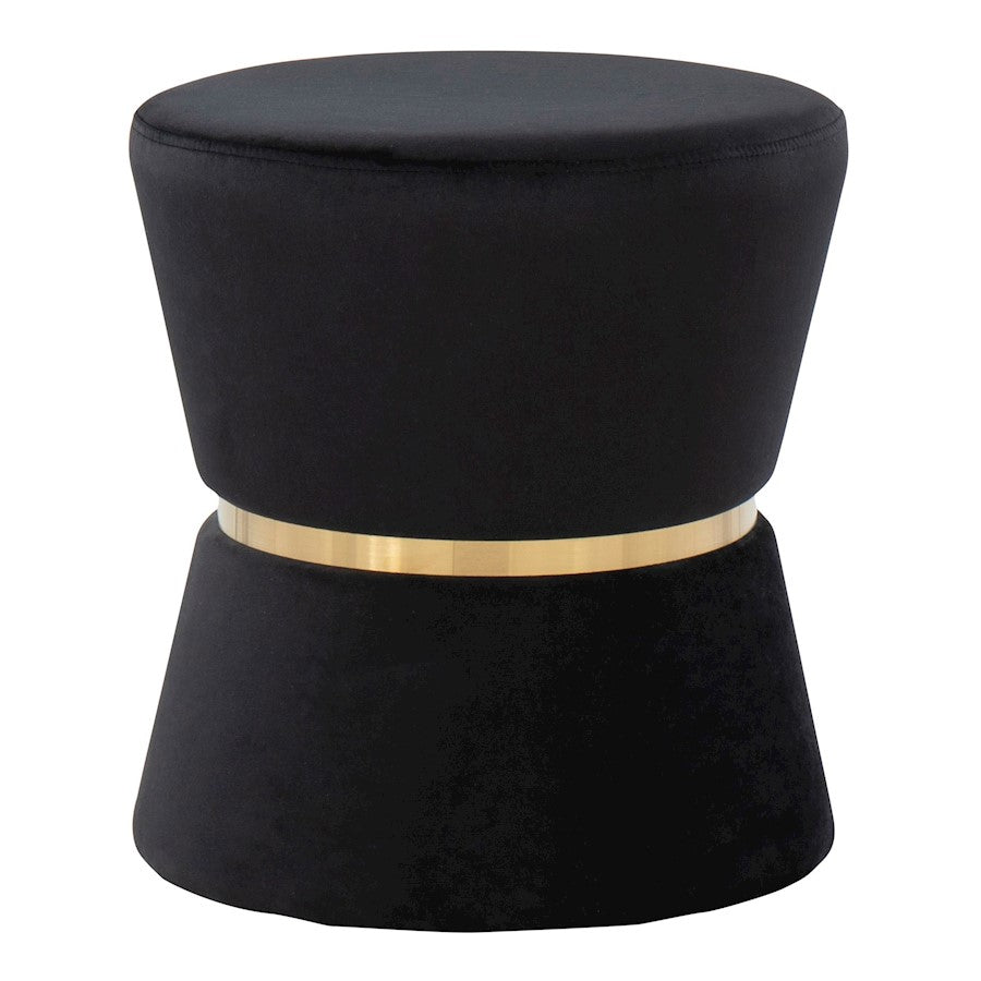LumiSource Gemma Ottoman in Black Velvet/Gold Metal - OT-GEMMAAUVBK