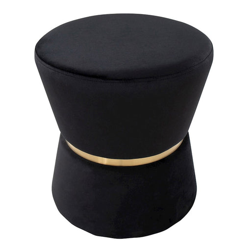 LumiSource Gemma Ottoman in Black Velvet/Gold Metal
