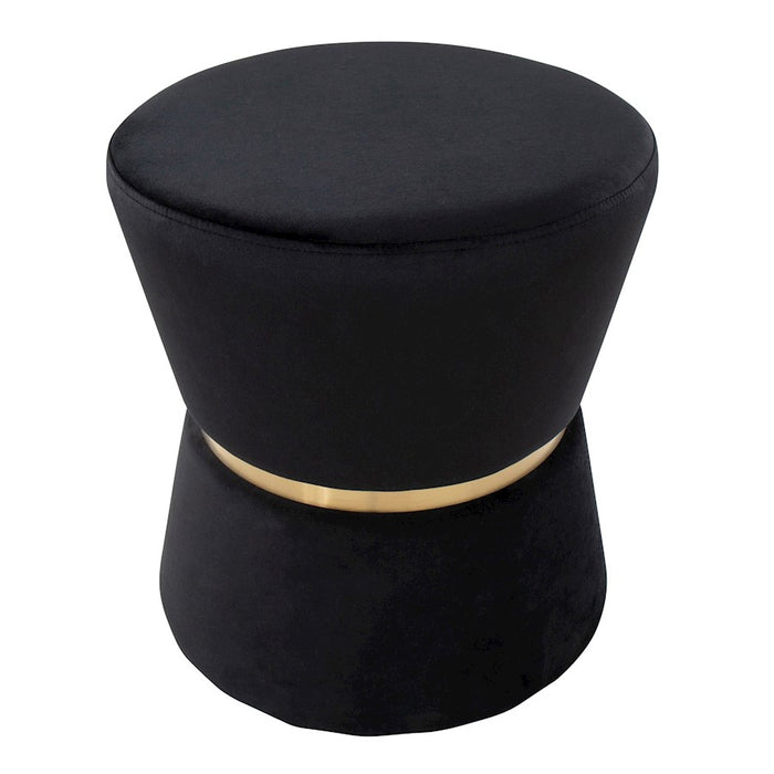 LumiSource Gemma Ottoman in Black Velvet/Gold Metal