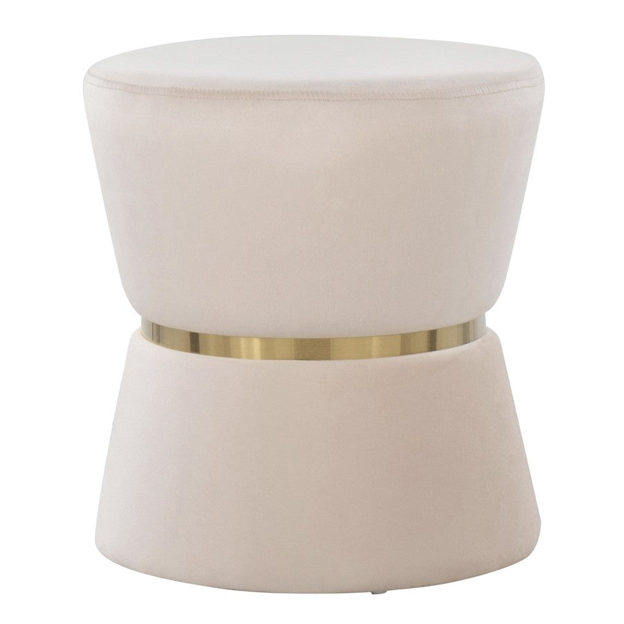 LumiSource Gemma Ottoman in Cream Velvet/Gold Metal - OT-GEMMAAUVCR