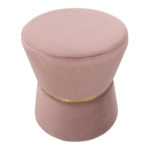 LumiSource Gemma Ottoman in Pink Velvet/Gold Metal