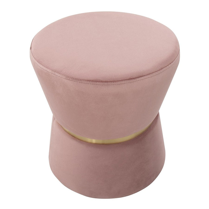 LumiSource Gemma Ottoman in Pink Velvet/Gold Metal