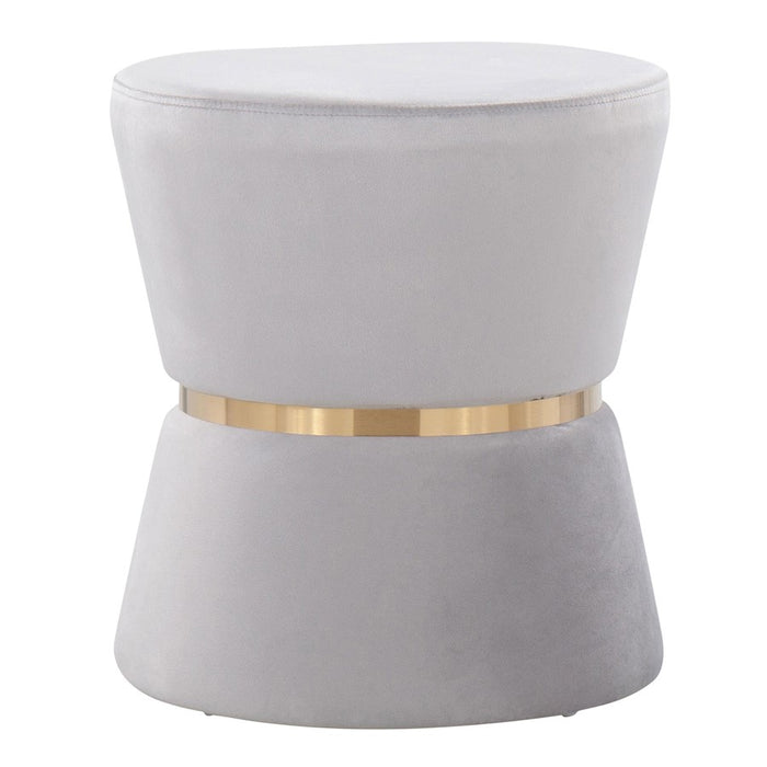 LumiSource Gemma Ottoman in Silver Velvet/Gold Metal - OT-GEMMAAUVSV