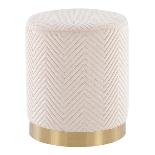 LumiSource Marla Chevron Ottoman in Gold Steel/Cream Velvet - OT-MARLACHVRNAUVCR