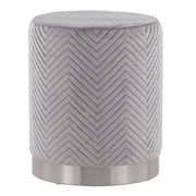 LumiSource Marla Chevron Ottoman in Chrome/Silver Velvet - OT-MARLACHVRNVSV