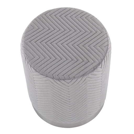 LumiSource Marla Chevron Ottoman in Chrome/Silver Velvet
