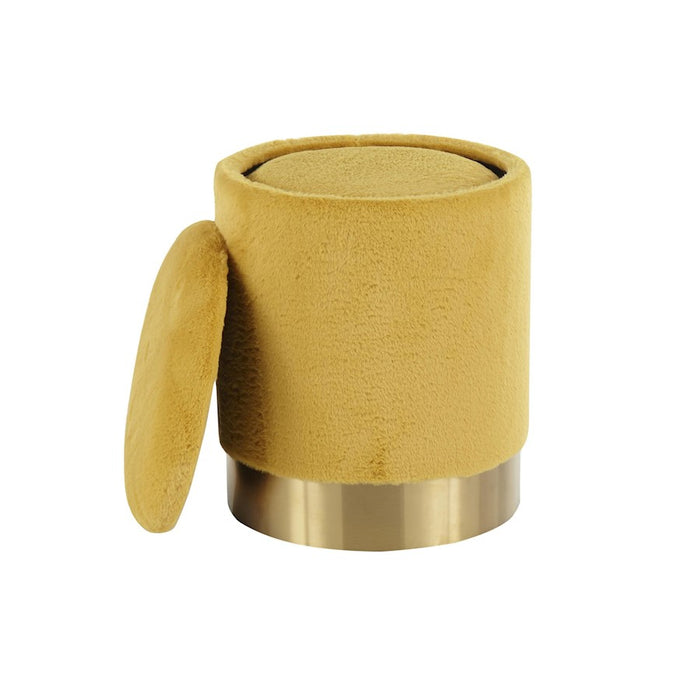 LumiSource Marla Nesting Ottoman Set in Yellow Plush Fabric