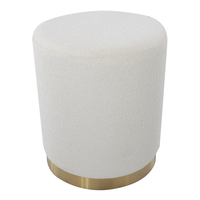 LumiSource Marla Ottoman in Gold Metal/Cream Textured Fabric