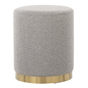 LumiSource Marla Ottoman, Gold Metal/Light Grey Textured Fabric - OT-MARLATXTLGY
