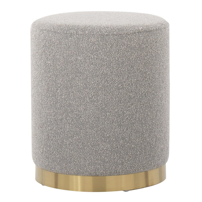LumiSource Marla Ottoman, Gold Metal/Light Grey Textured Fabric - OT-MARLATXTLGY