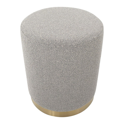 LumiSource Marla Ottoman, Gold Metal/Light Grey Textured Fabric