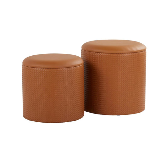 LumiSource Maverick Nesting Ottoman Set, Camel PU - OT-MAVNESTCAM