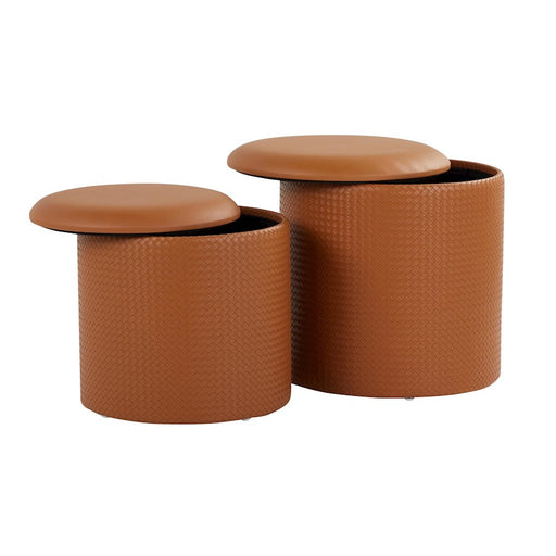 LumiSource Maverick Nesting Ottoman Set, Camel PU