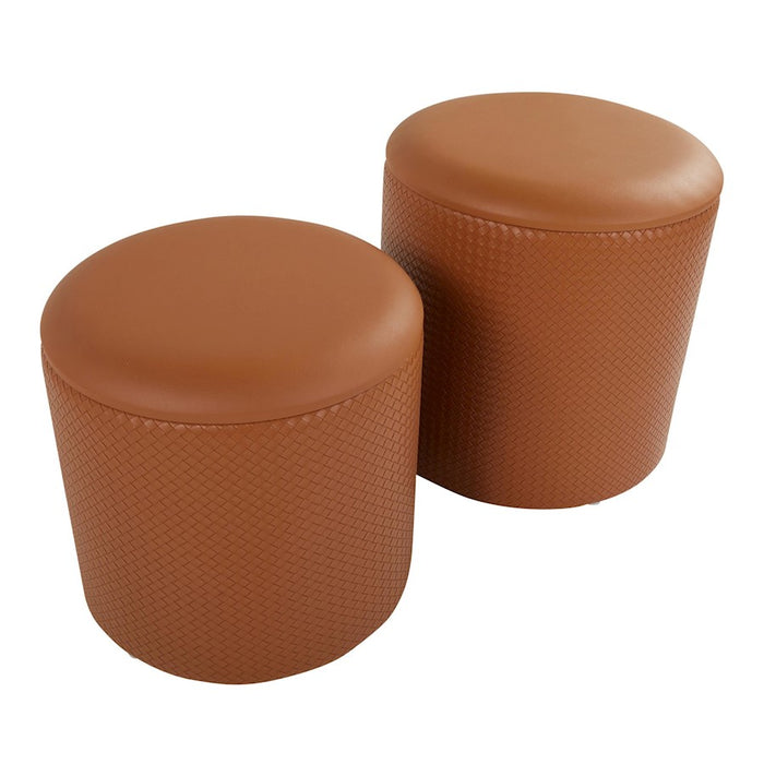 LumiSource Maverick Nesting Ottoman Set, Camel PU