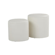 LumiSource Maverick Nesting Ottoman Set, Cream PU - OT-MAVNESTCR