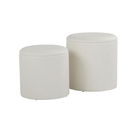 LumiSource Maverick Nesting Ottoman Set, Cream PU - OT-MAVNESTCR
