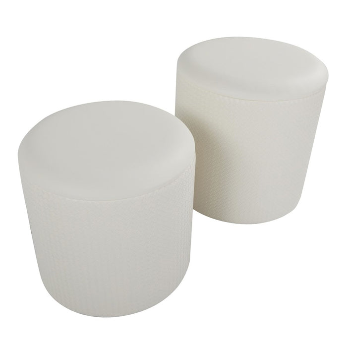 LumiSource Maverick Nesting Ottoman Set, Cream PU