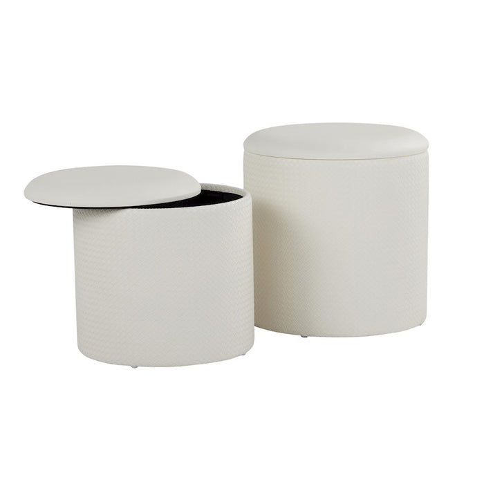 LumiSource Maverick Nesting Ottoman Set, Cream PU
