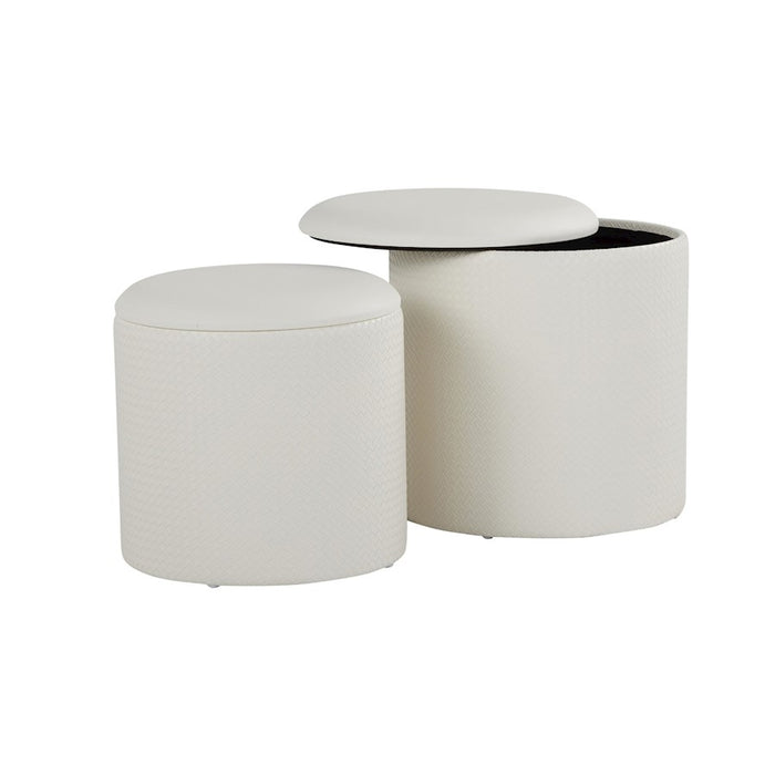 LumiSource Maverick Nesting Ottoman Set, Cream PU