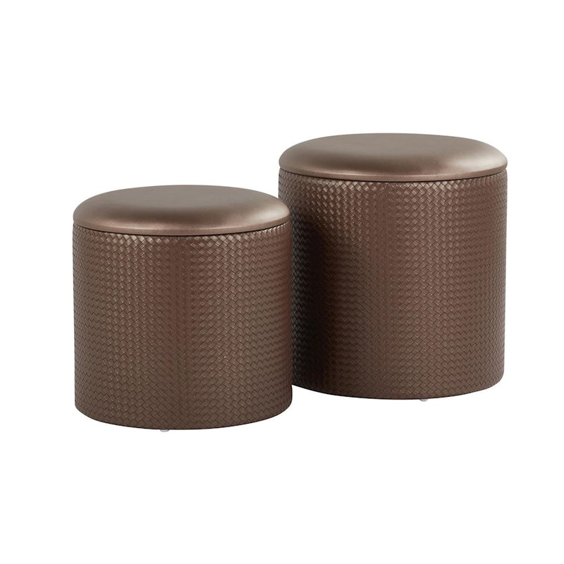 LumiSource Maverick Nesting Ottoman Set, Bronze PU - OT-MAVNESTDBN