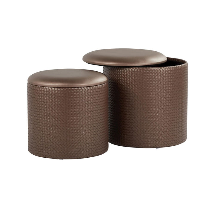LumiSource Maverick Nesting Ottoman Set, Bronze PU
