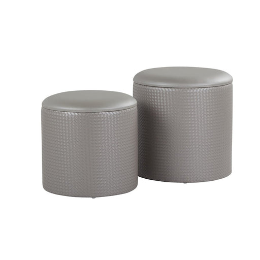 LumiSource Maverick Nesting Ottoman Set, Silver PU - OT-MAVNESTSV