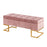LumiSource Midas Storage Bench in Gold Steel/Pink Velvet