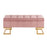LumiSource Midas Storage Bench in Gold Steel/Pink Velvet