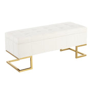LumiSource Midas Storage Bench in Gold Steel/White Velvet - OT-MIDASTORAUVW