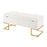 LumiSource Midas Storage Bench in Gold Steel/White Velvet